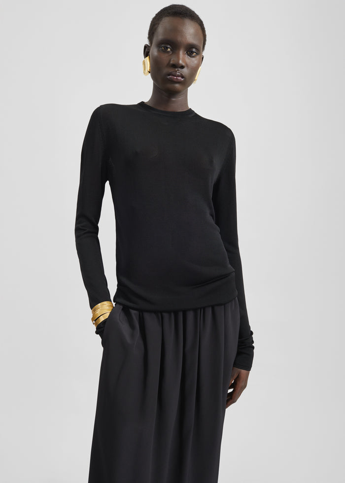 Kazel Thin Knit Top - Black
