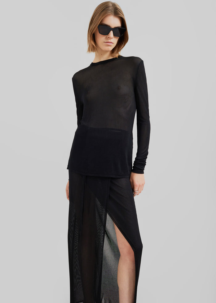 Kazel Thin Knit Top - Black
