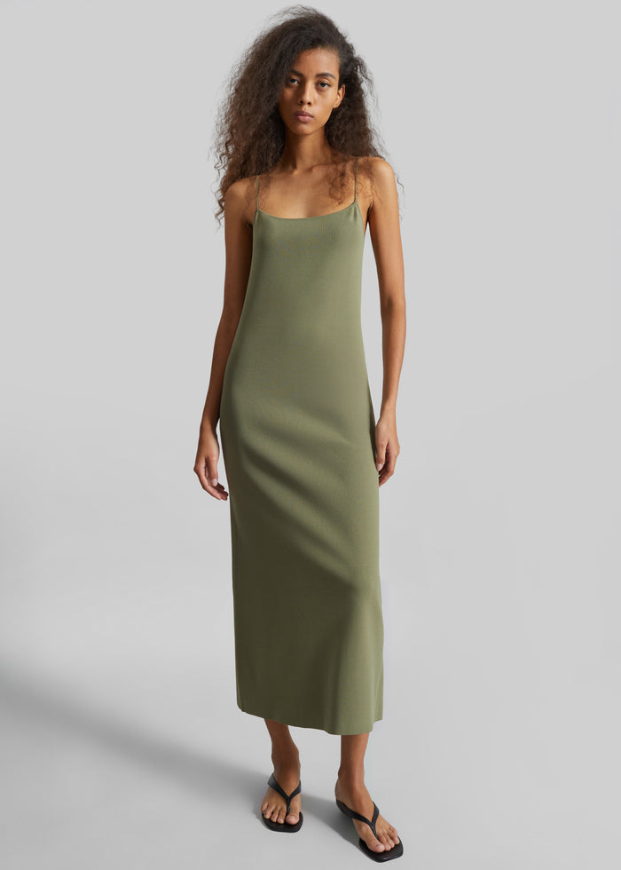 Keira Knit Midi Dress - Khaki Brown