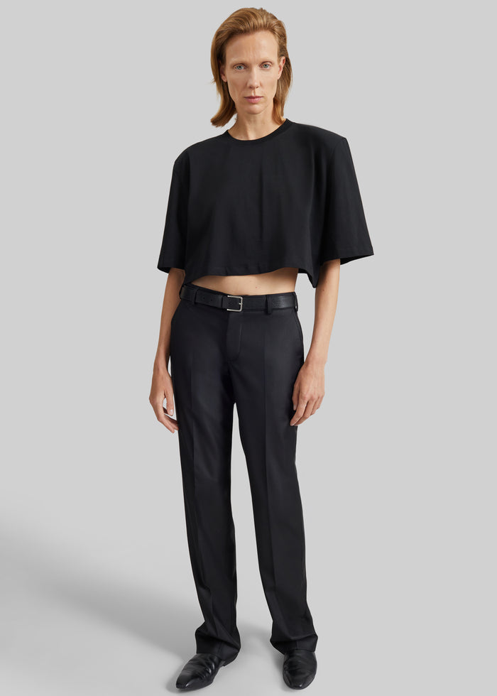 Kelan Padded Cropped Tee - Black