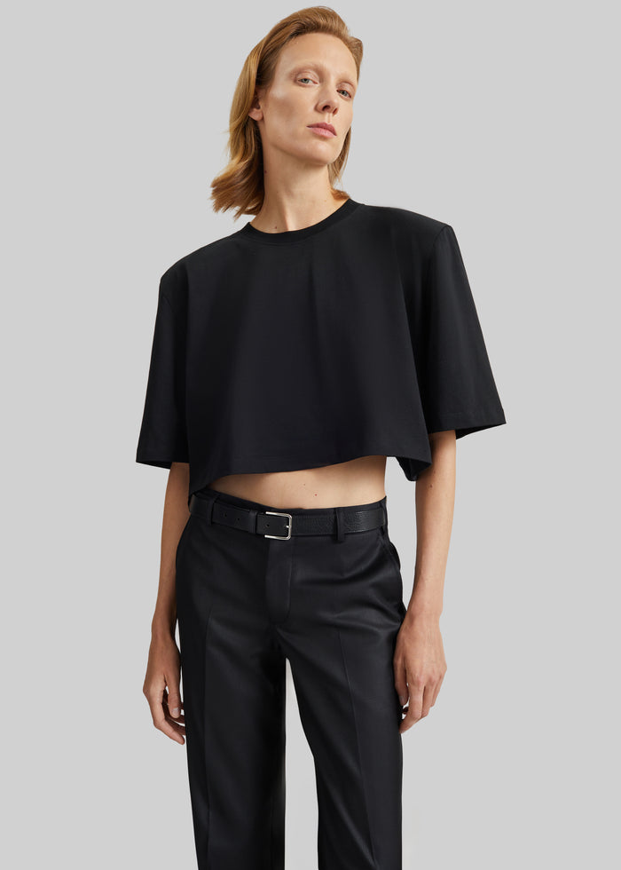 Kelan Padded Cropped Tee - Black