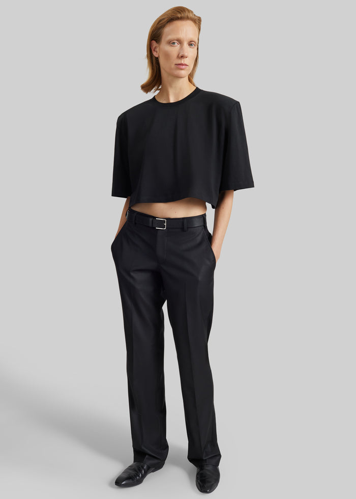 Kelan Padded Cropped Tee - Black