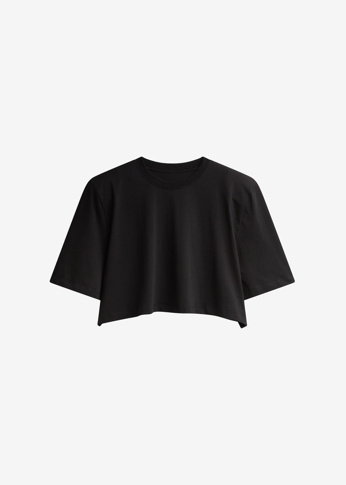Kelan Padded Cropped Tee - Black
