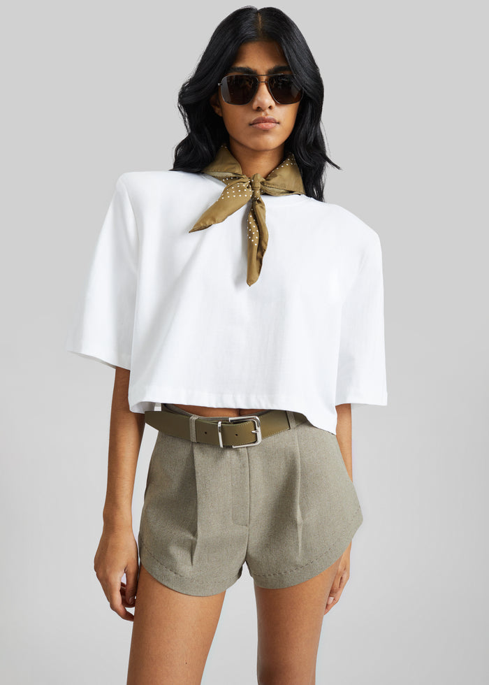 Kelan Padded Cropped Tee - White