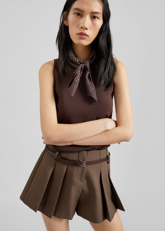 Kinna Knit Sleeveless Top - Brown