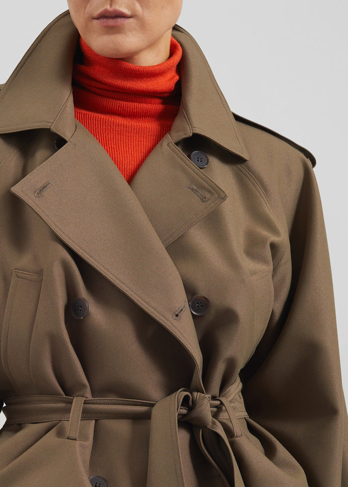 Kinsley Cropped Trench Jacket - Brown