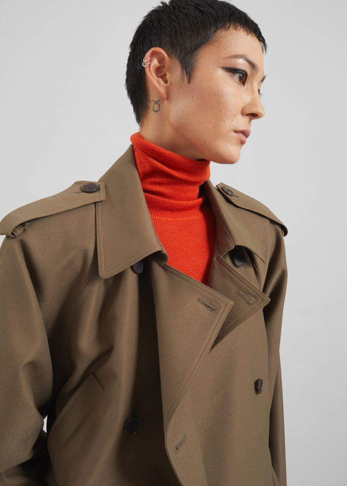 Kinsley Cropped Trench Jacket - Brown