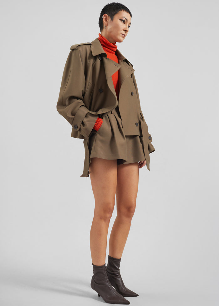 Kinsley Cropped Trench Jacket - Brown