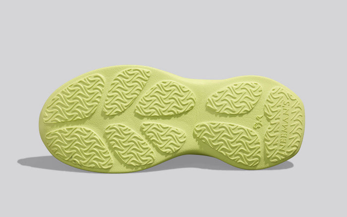 Neeman's unisex knit shoes slim fit lime color durable sole casual wear bottom view Knit Gliders : Lime