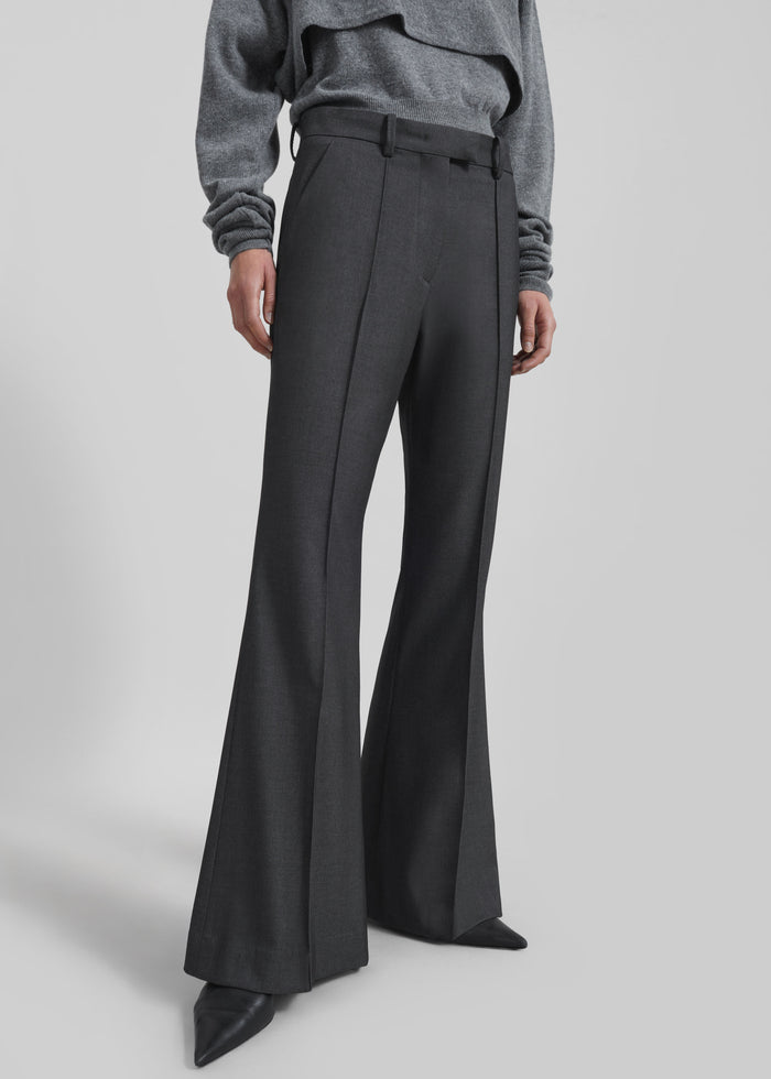 Kvale Pintuck Flared Trousers - Dark Grey