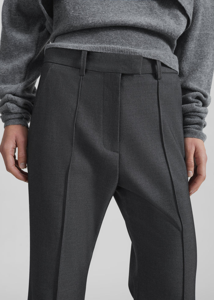 Kvale Pintuck Flared Trousers - Dark Grey