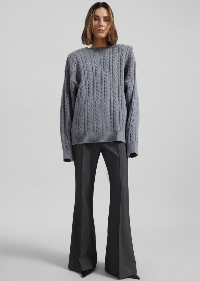Kvale Pintuck Flared Trousers - Dark Grey