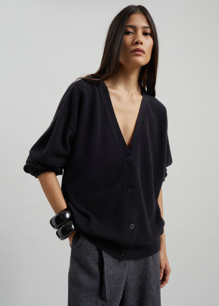 Lachen Double-Sided Wool Cardigan - Black