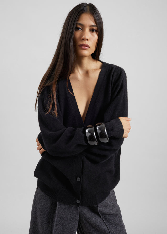 Lachen Double-Sided Wool Cardigan - Black