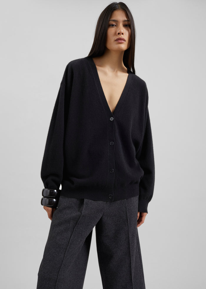 Lachen Double-Sided Wool Cardigan - Black