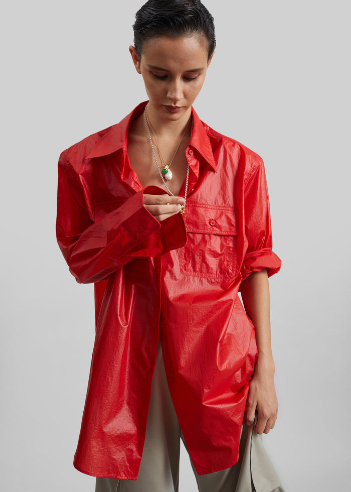 Laconi Lustrous Padded Shirt - Red