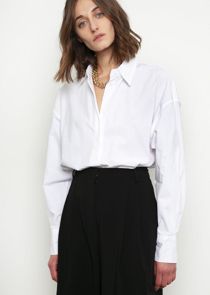 White Oversized Button Down Shirt Shirt Stage