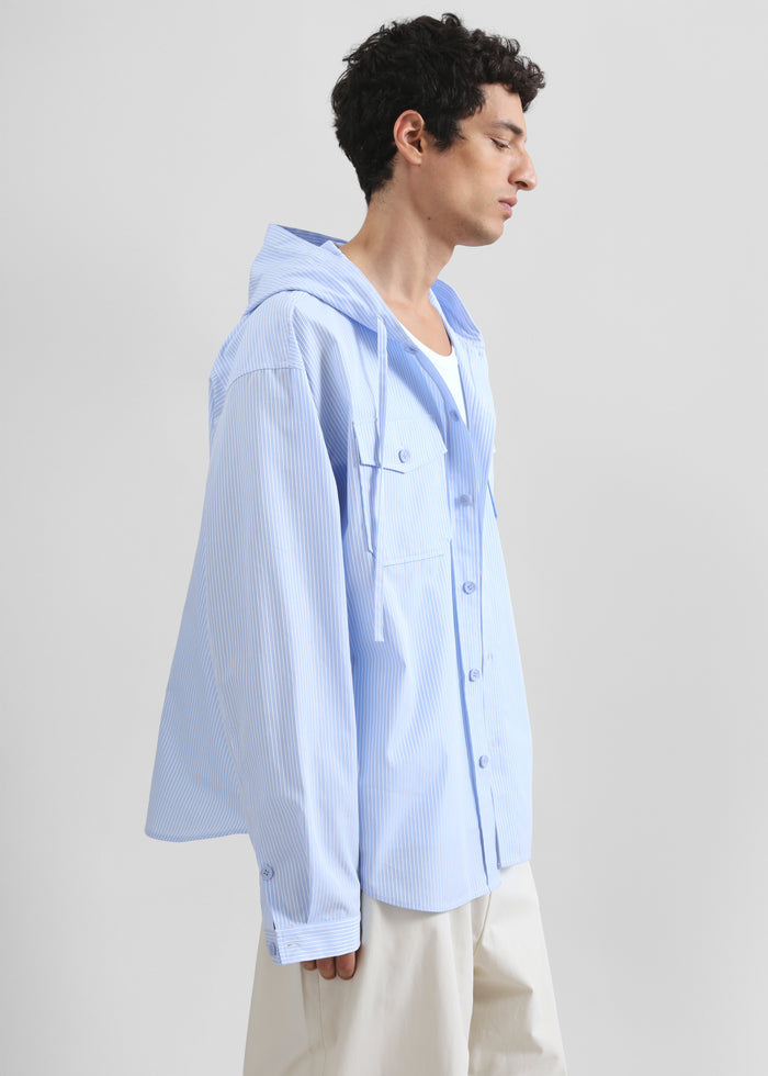 Lars Hooded Striped Jacket - Blue/White Stripe