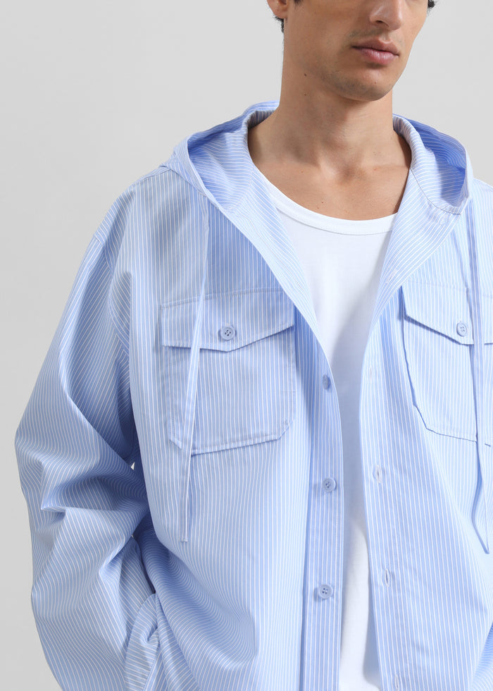 Lars Hooded Striped Jacket - Blue/White Stripe