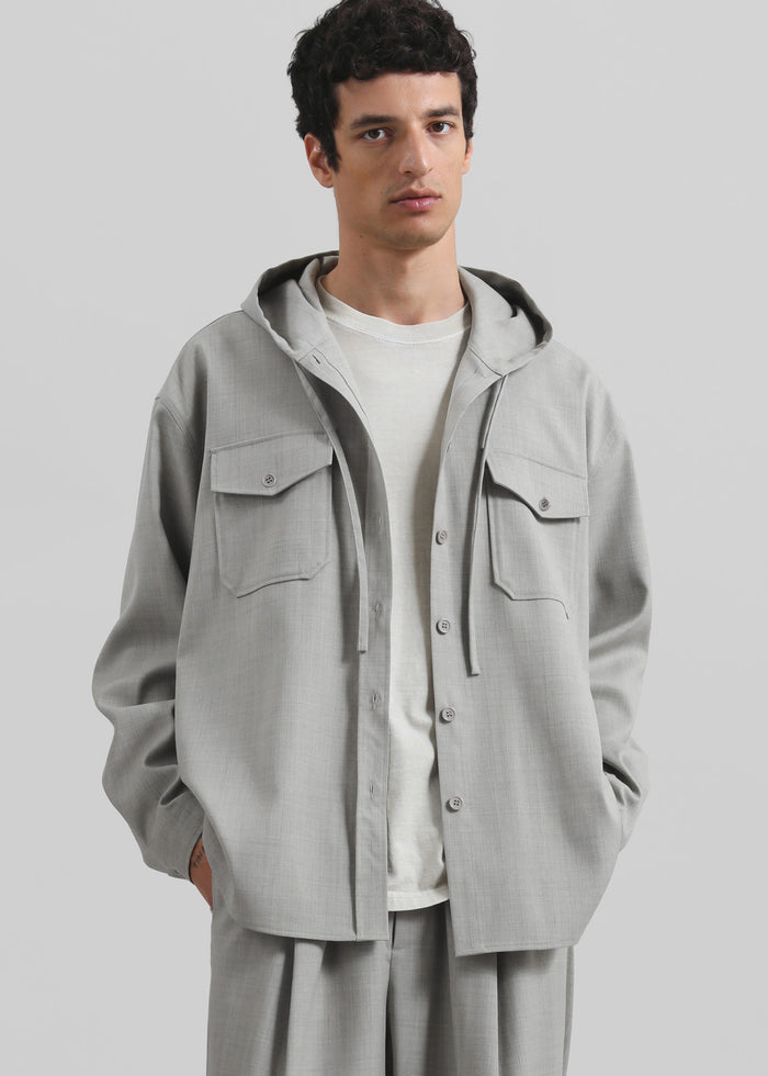 Lars Textured Hooded Jacket - Greige Melange