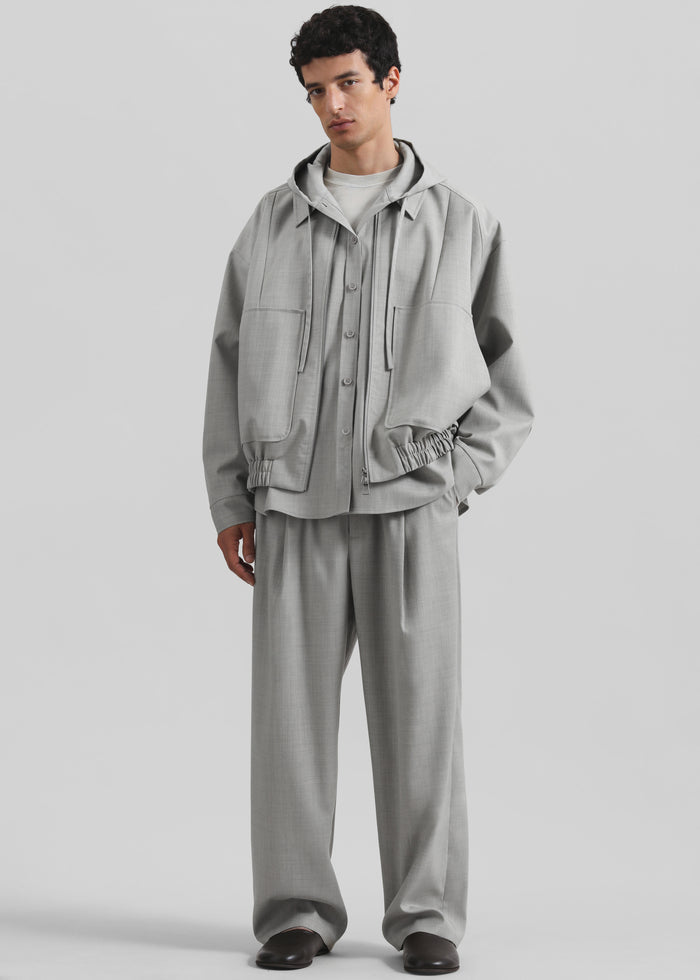 Lars Textured Hooded Jacket - Greige Melange