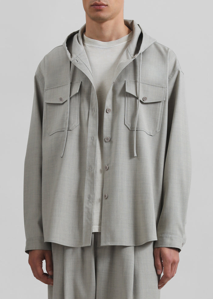 Lars Textured Hooded Jacket - Greige Melange