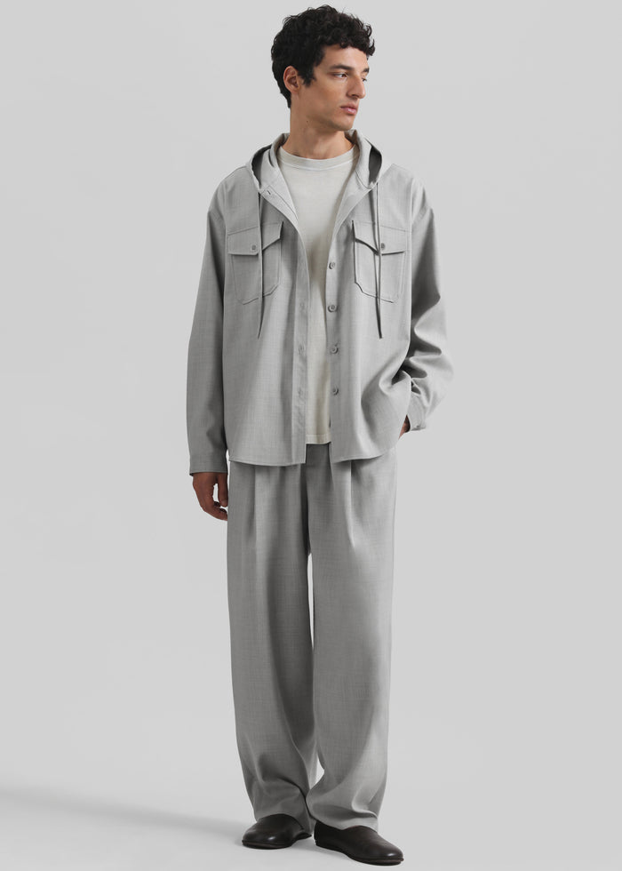 Lars Textured Hooded Jacket - Greige Melange