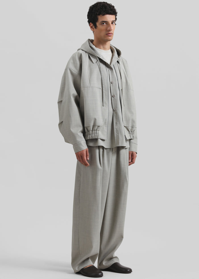 Lars Textured Hooded Jacket - Greige Melange