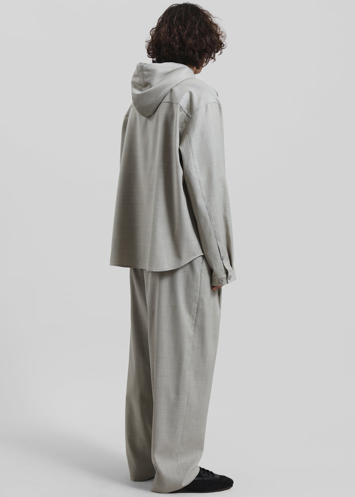 Lars Textured Hooded Jacket - Greige Melange