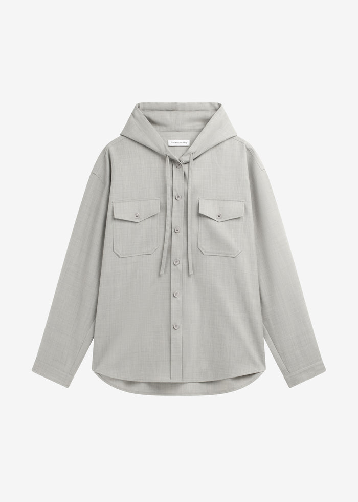 Lars Textured Hooded Jacket - Greige Melange