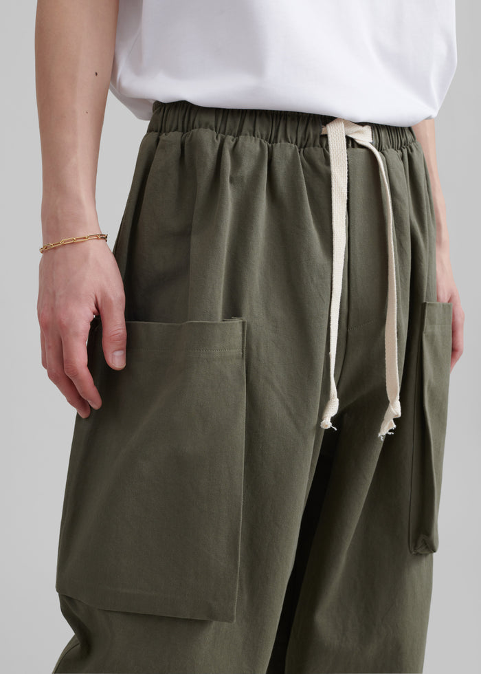 Lauri Drawstring Cargo Pants - Khaki