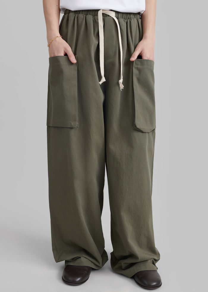 Lauri Drawstring Cargo Pants - Khaki