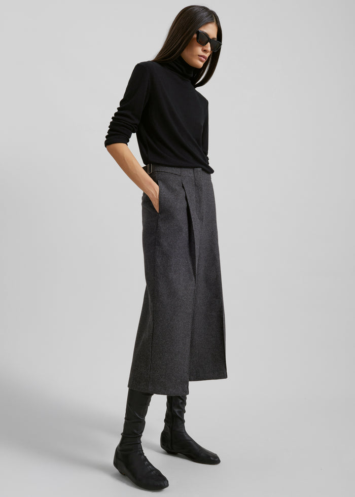 Leher Tailored Wool Culottes - Charcoal
