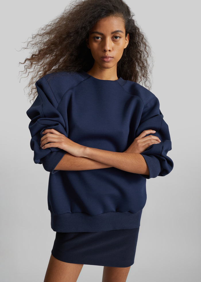 Leian Neoprene Padded Sweatshirt - Navy