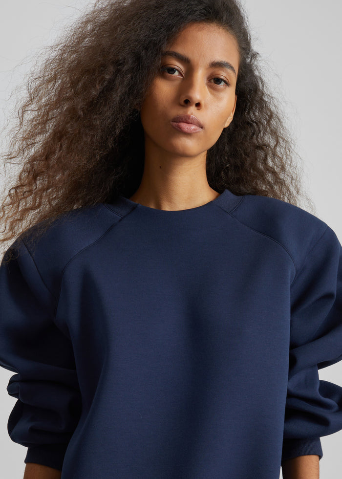 Leian Neoprene Padded Sweatshirt - Navy