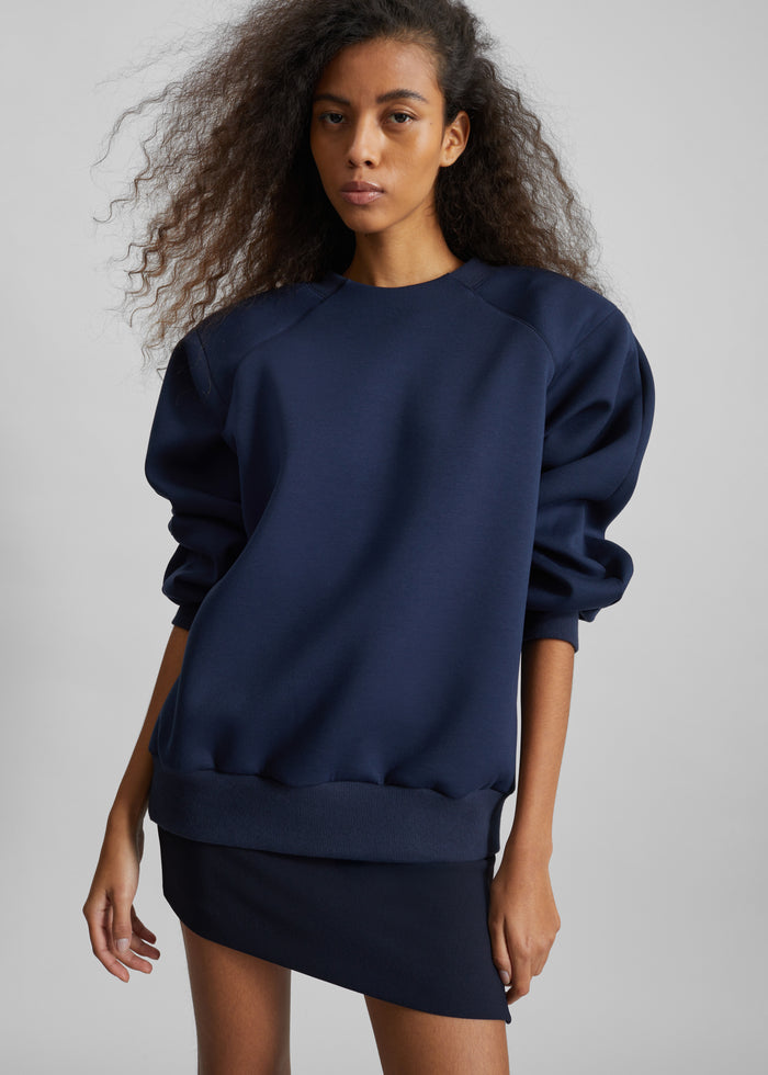 Leian Neoprene Padded Sweatshirt - Navy