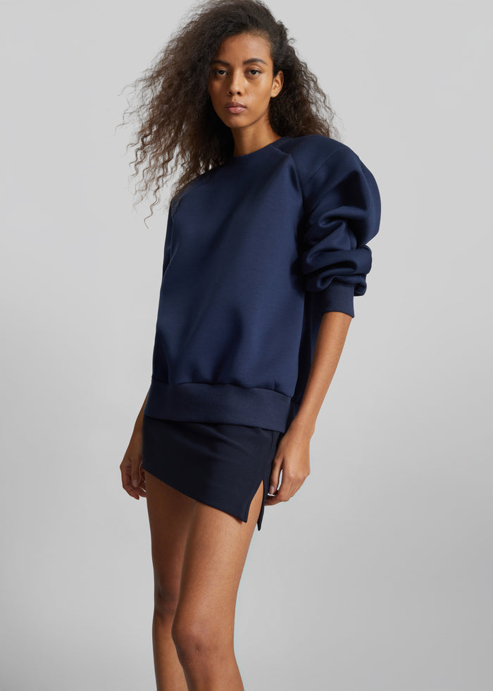 Leian Neoprene Padded Sweatshirt - Navy