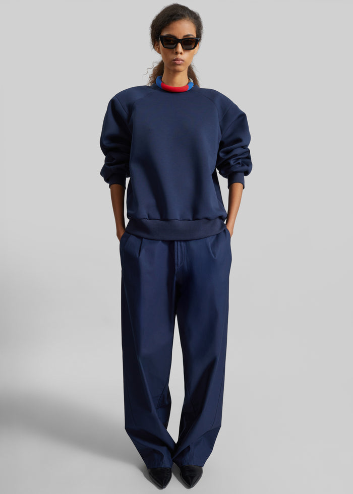 Leian Neoprene Padded Sweatshirt - Navy