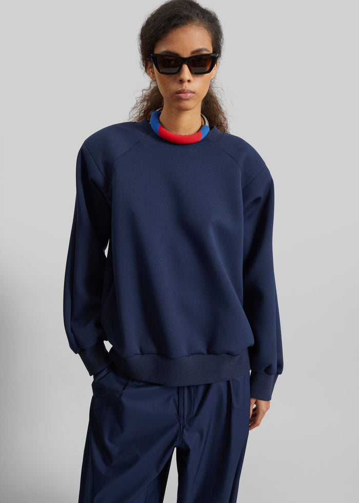 Leian Neoprene Padded Sweatshirt - Navy