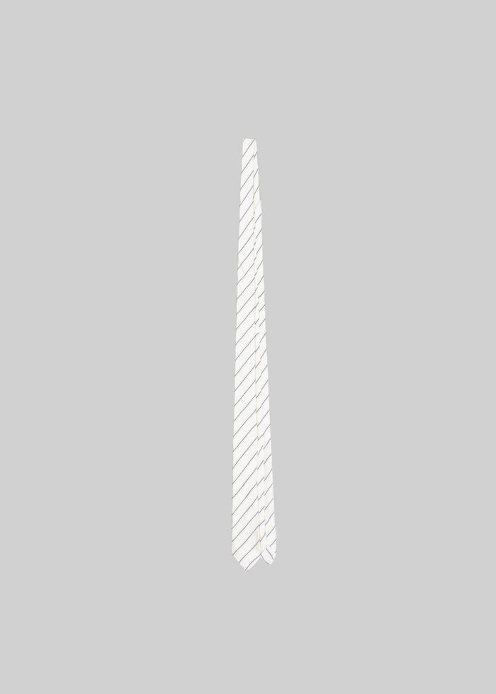 Lene Striped Silk Tie - Cream/Navy Stripe