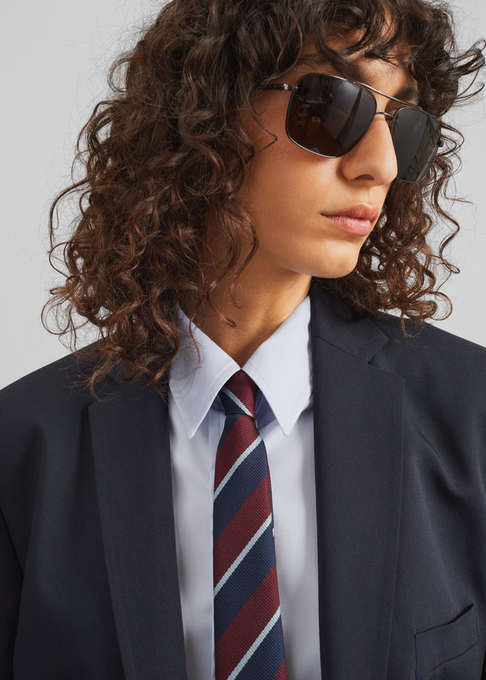 Lene Striped Tie - Burgundy