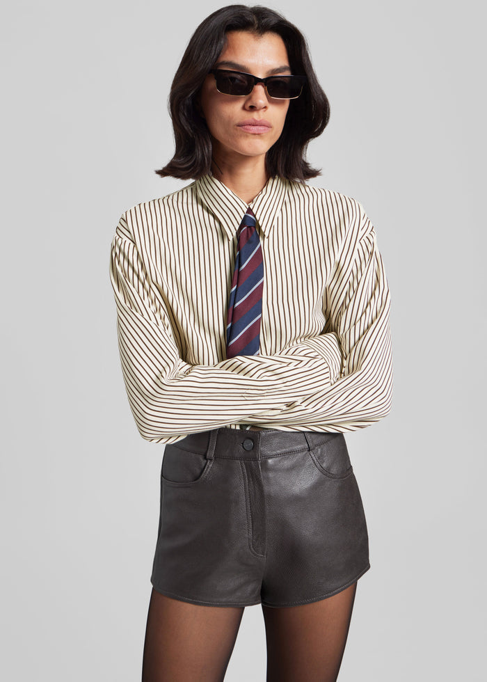 Lene Striped Tie - Burgundy
