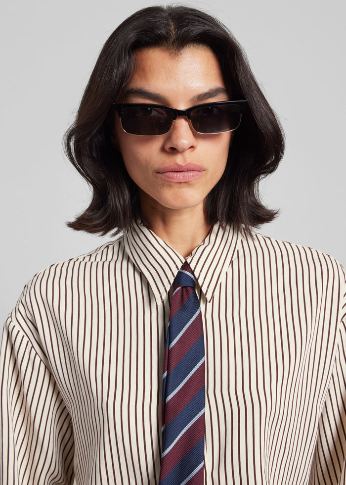 Lene Striped Tie - Burgundy