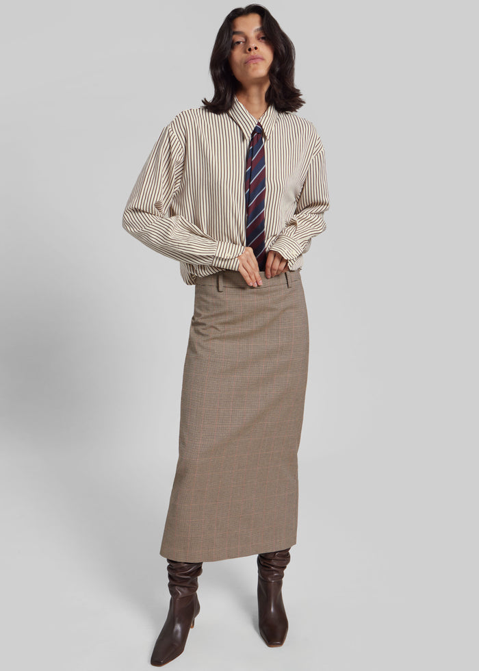 Lene Striped Tie - Burgundy