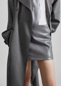 Leona Croc Faux Leather Mini Skirt - Grey