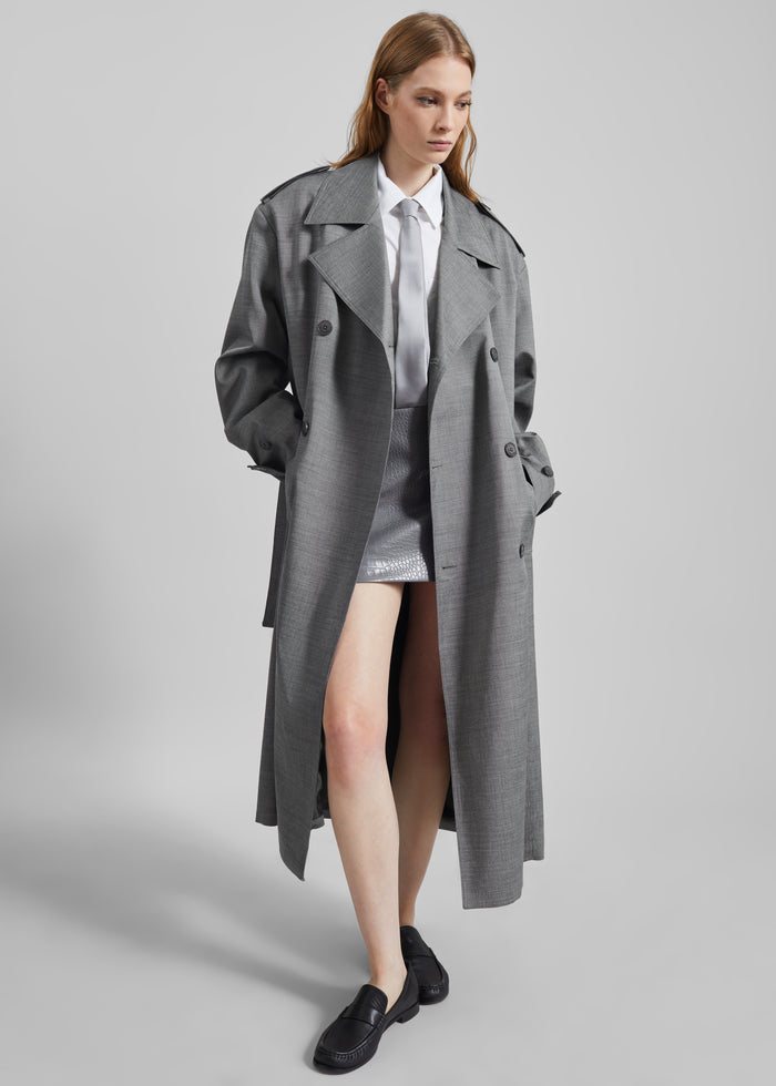 Leona Croc Faux Leather Mini Skirt - Grey