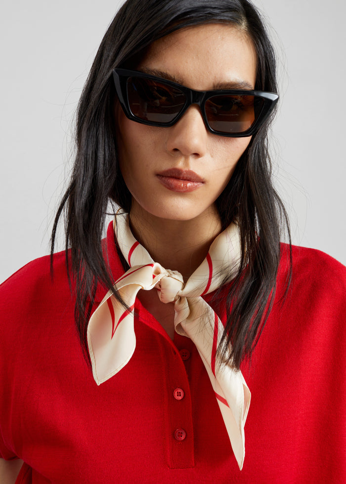 Lerici Square Scarf - Ivory/Red