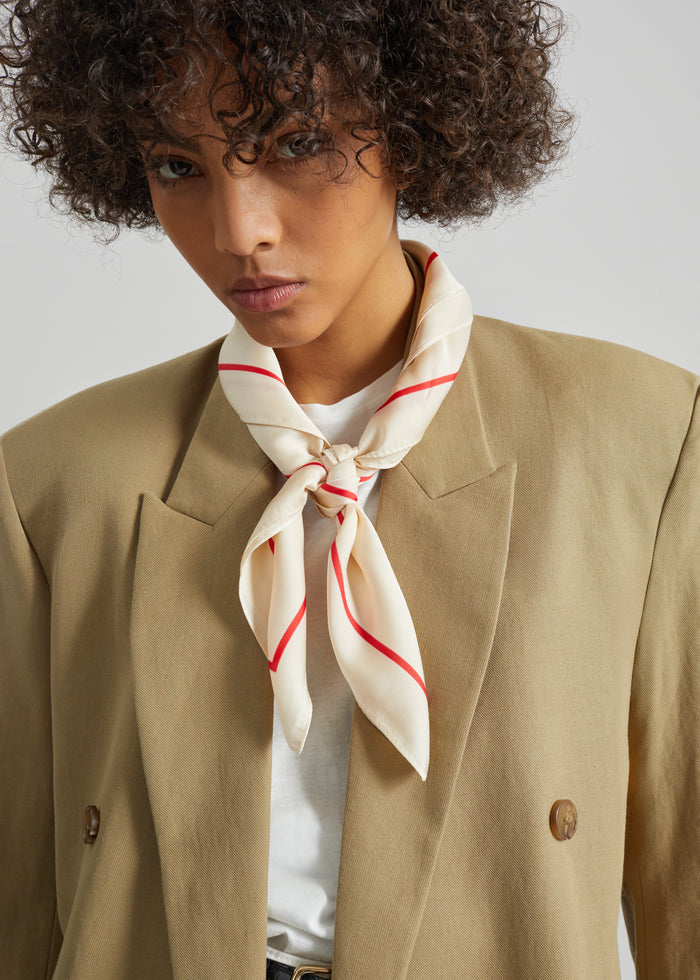 Lerici Square Scarf - Ivory/Red