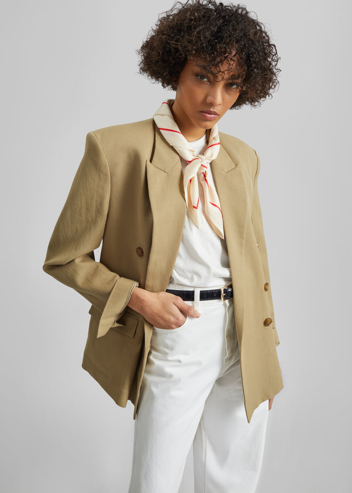 Lerici Square Scarf - Ivory/Red