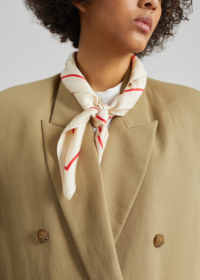 Lerici Square Scarf - Ivory/Red